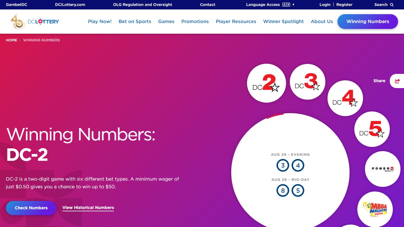 Winning Numbers | DC Lottery
