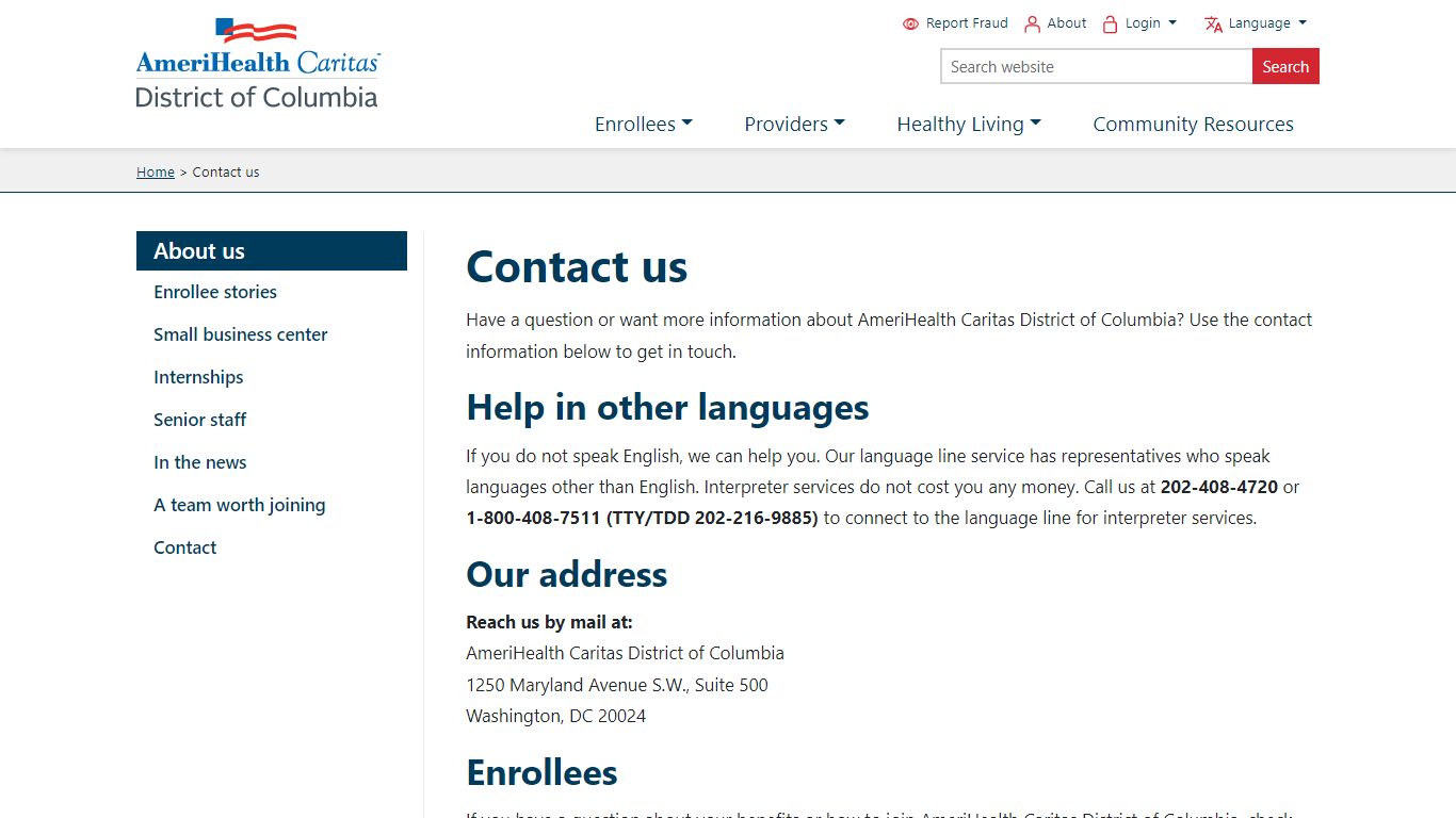 Contact us - AmeriHealth Caritas District of Columbia